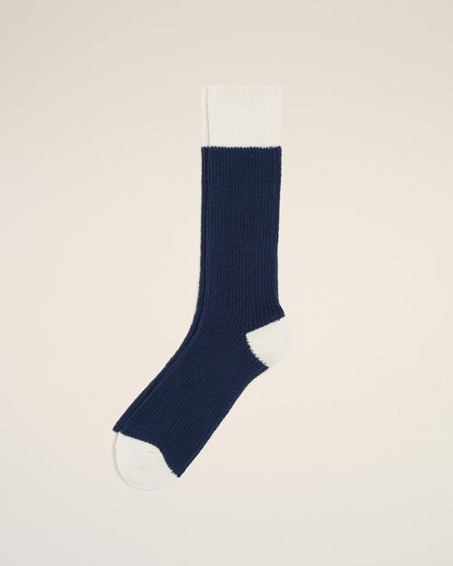 Chaussettes Bleues Et Blanches en Coton - 2 - Ami Paris