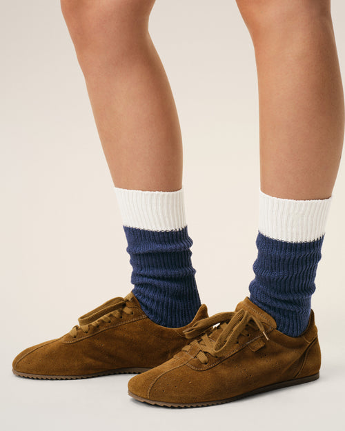                                 Chaussettes Bleues Et Blanches en Coton - 3                             - Ami Paris