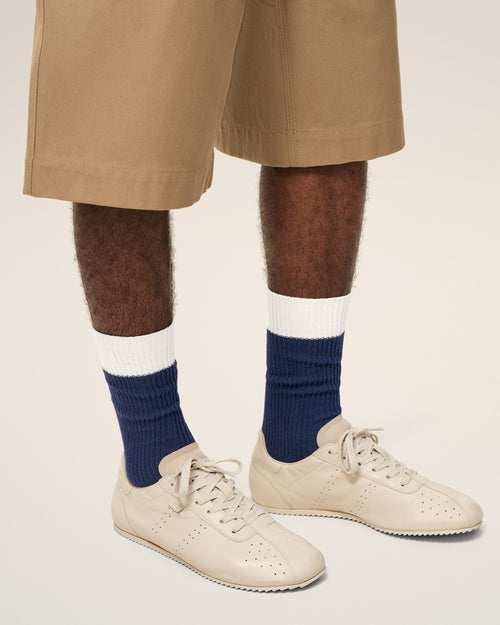 Chaussettes Bleues Et Blanches en Coton - 1 - Ami Paris