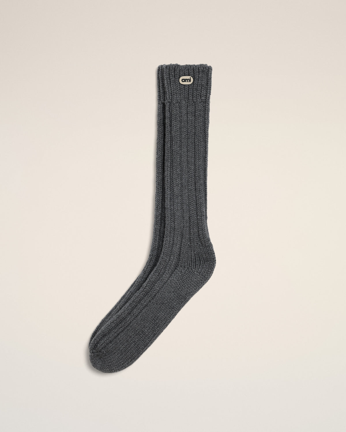 Grey wool socks with Ami patch - 1