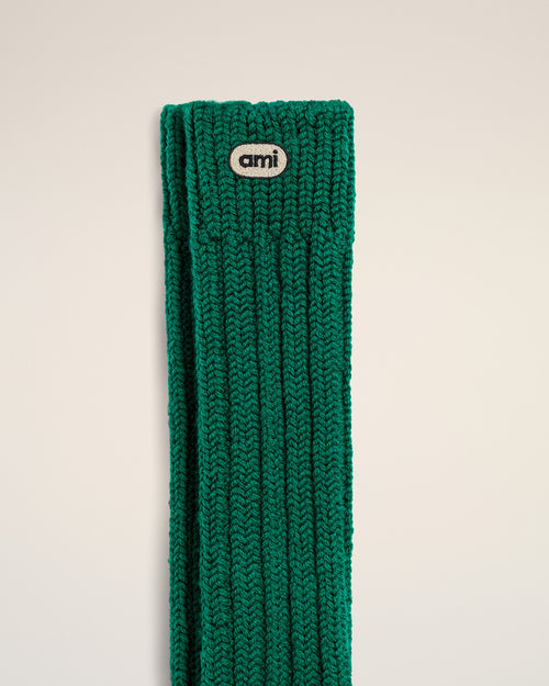 Green wool socks with Ami patch - Woman - 6 - AMI Paris - Ami Paris
