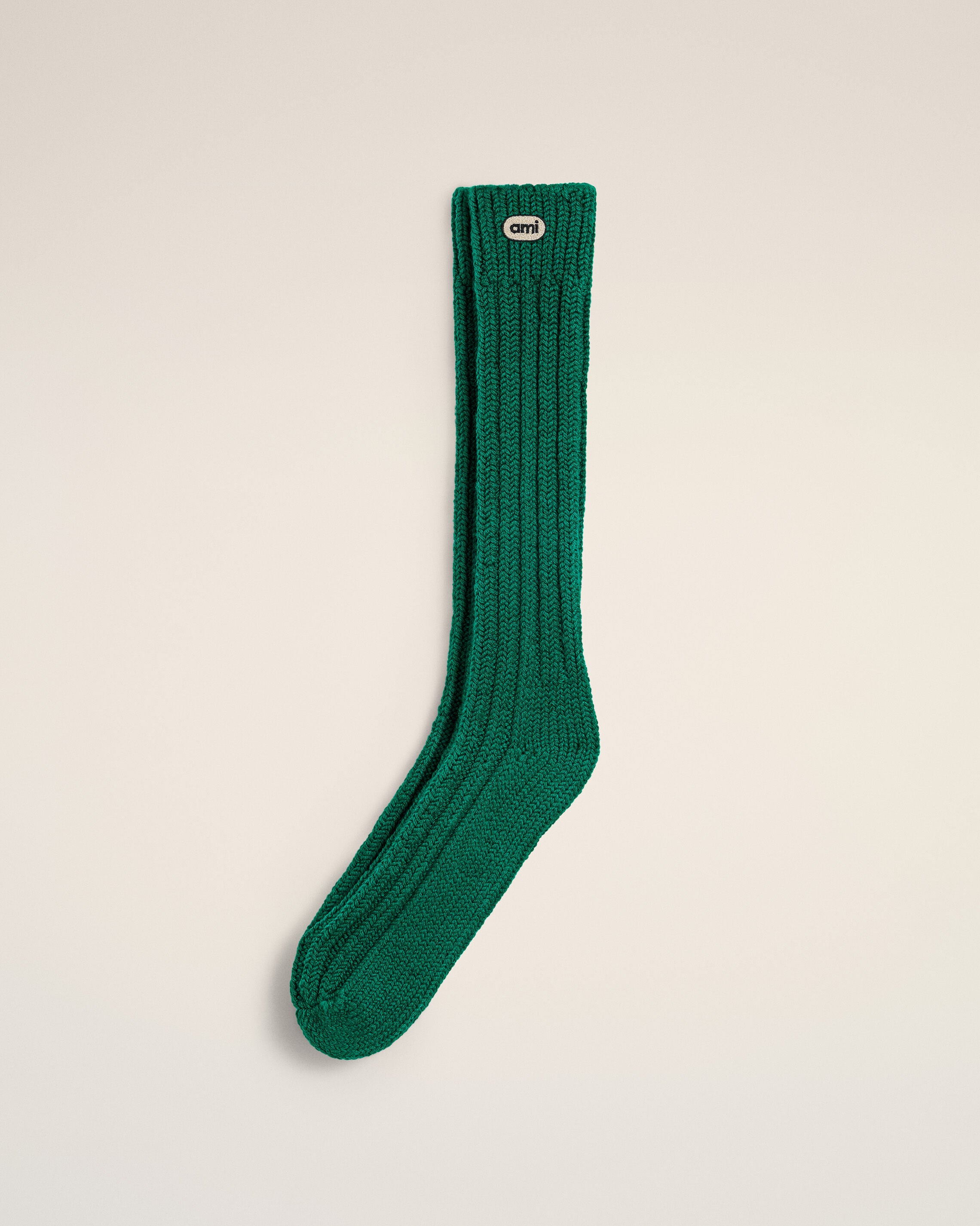 Green wool socks with Ami patch - 4
