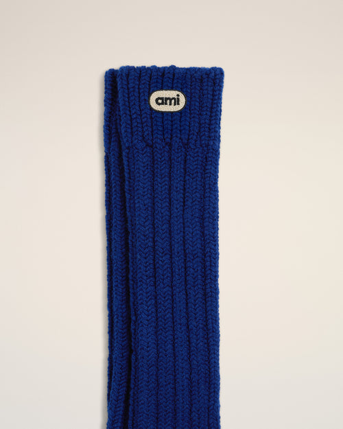 Blue wool socks with Ami patch - Woman - 6 - AMI Paris - Ami Paris