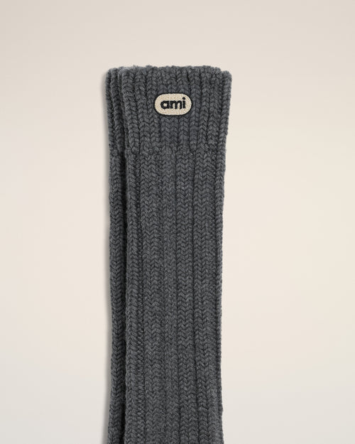 Grey wool socks with Ami patch - Man - 3 - AMI Paris - Ami Paris