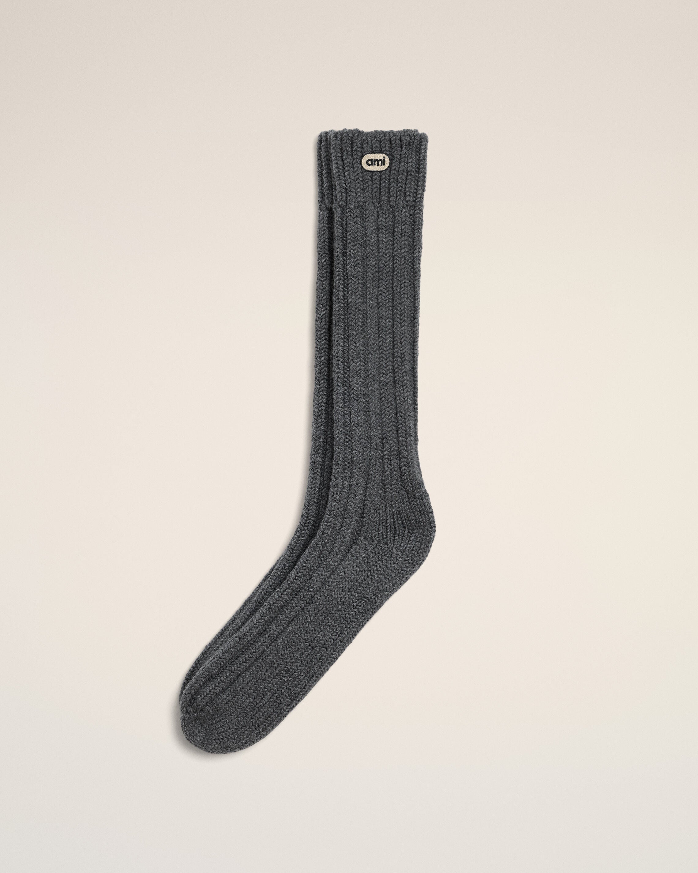 Grey wool socks with Ami patch - 1