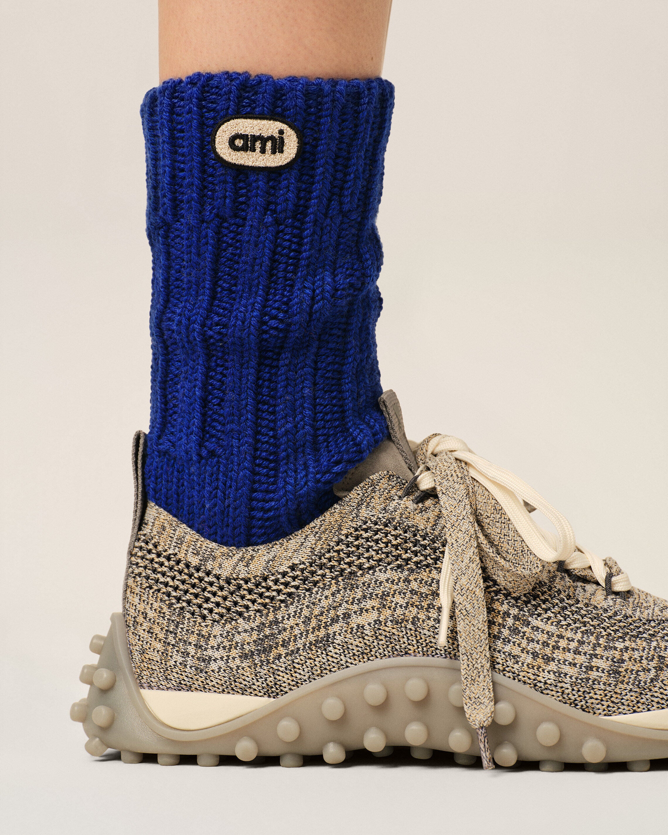 Blue wool socks with Ami patch - 5