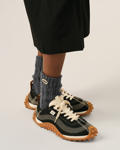 Grey wool socks with Ami patch - 1 - Ami Paris