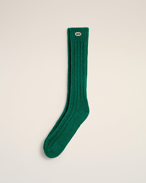 Green wool socks with Ami patch - Woman - 4 - AMI Paris - Ami Paris