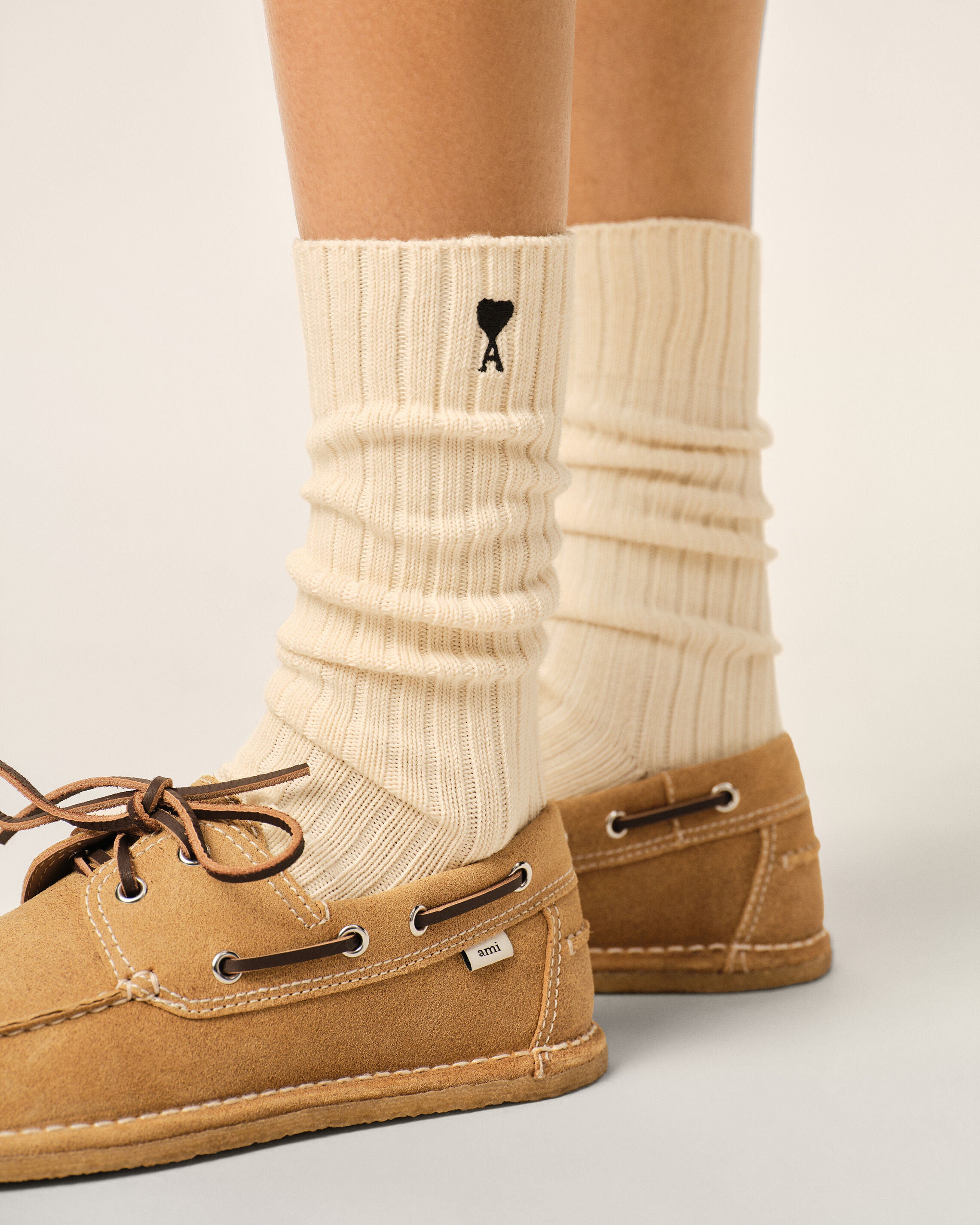 Chaussettes beiges en coton Ami de Coeur - 5