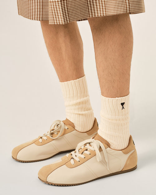 Beige cotton socks with Ami de Coeur - 1 - Ami Paris