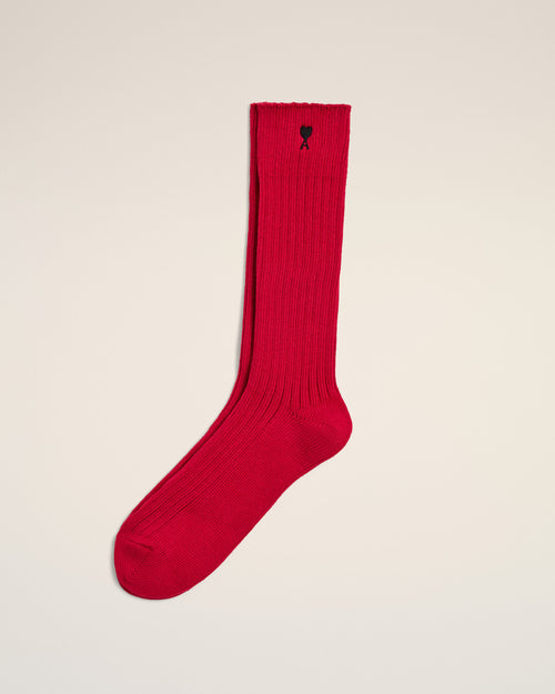 Chaussettes rouges en coton Ami de Coeur - ROUGE RUBIS - Ami Paris