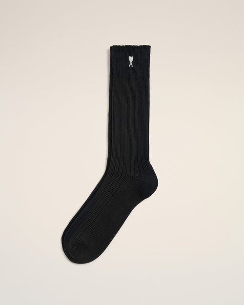 Black cotton socks with Ami de Coeur - 2 - Ami Paris