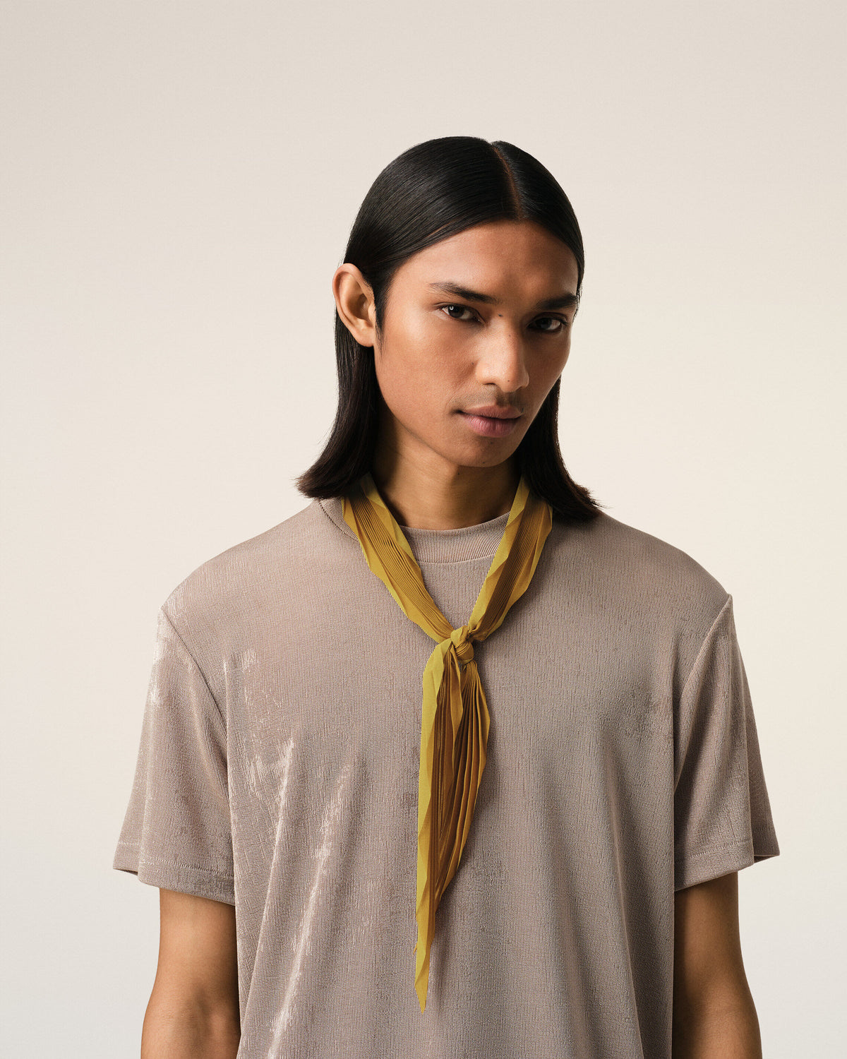 Foulard Moutarde Losange Plissé - 2