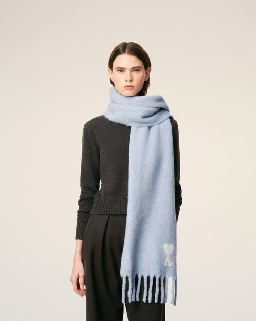 Blue Alpaca Off White Ami De Coeur Scarf - 4 - Ami Paris