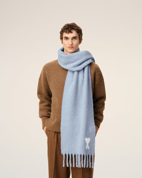 Blue Alpaca Off White Ami De Coeur Scarf - 2 - Ami Paris