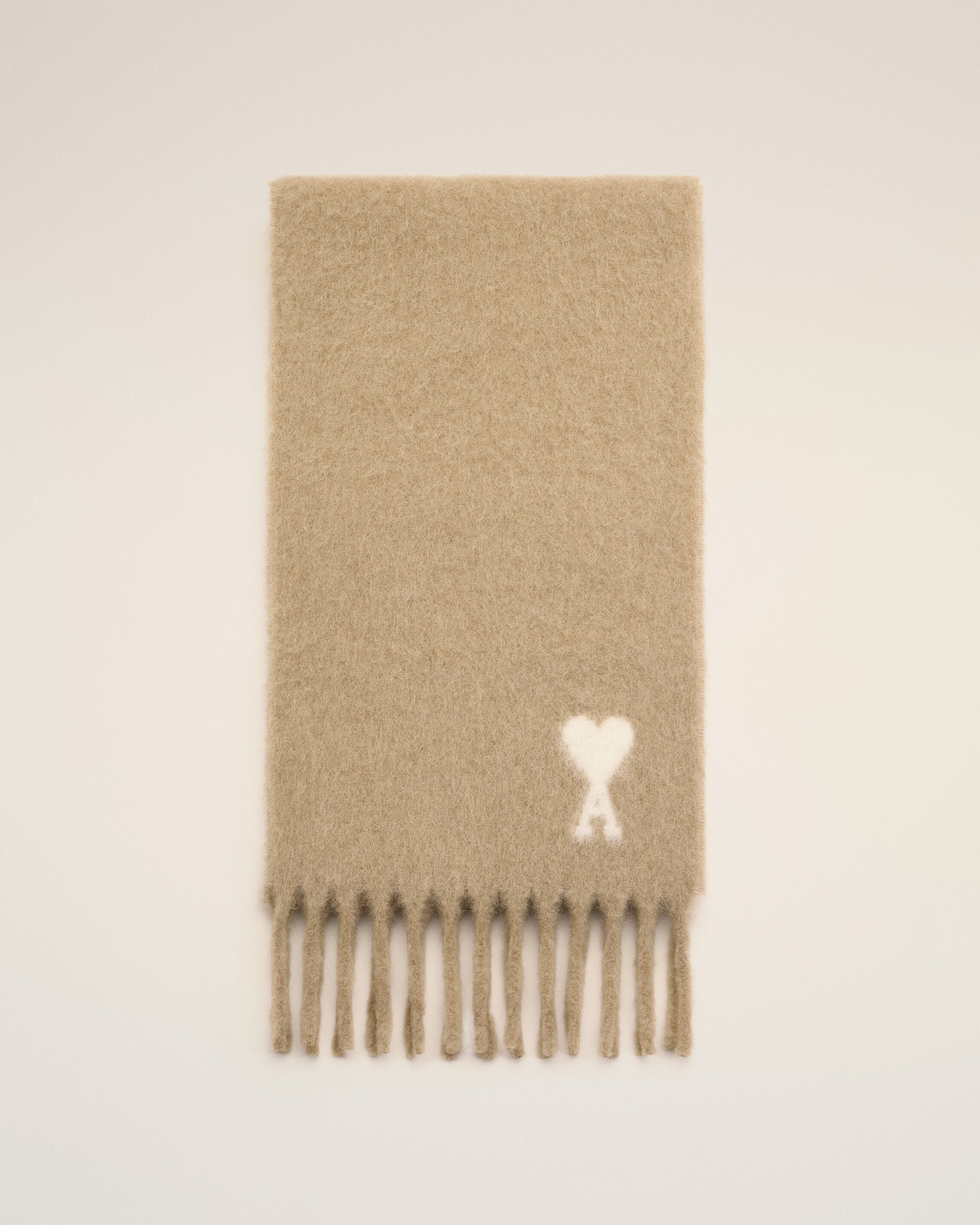 Beige alpaca scarf with Ami de Coeur - 4