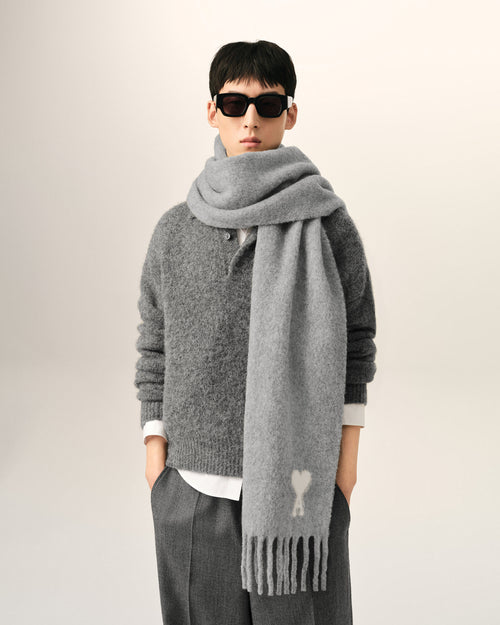 Bufanda Ami de Cœur de alpaca gris - Hombre - 2 - AMI Paris - Ami Paris