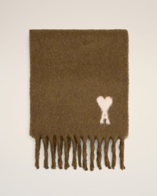 Brown Alpaca Off White Ami De Coeur Scarf - 4 - Ami Paris