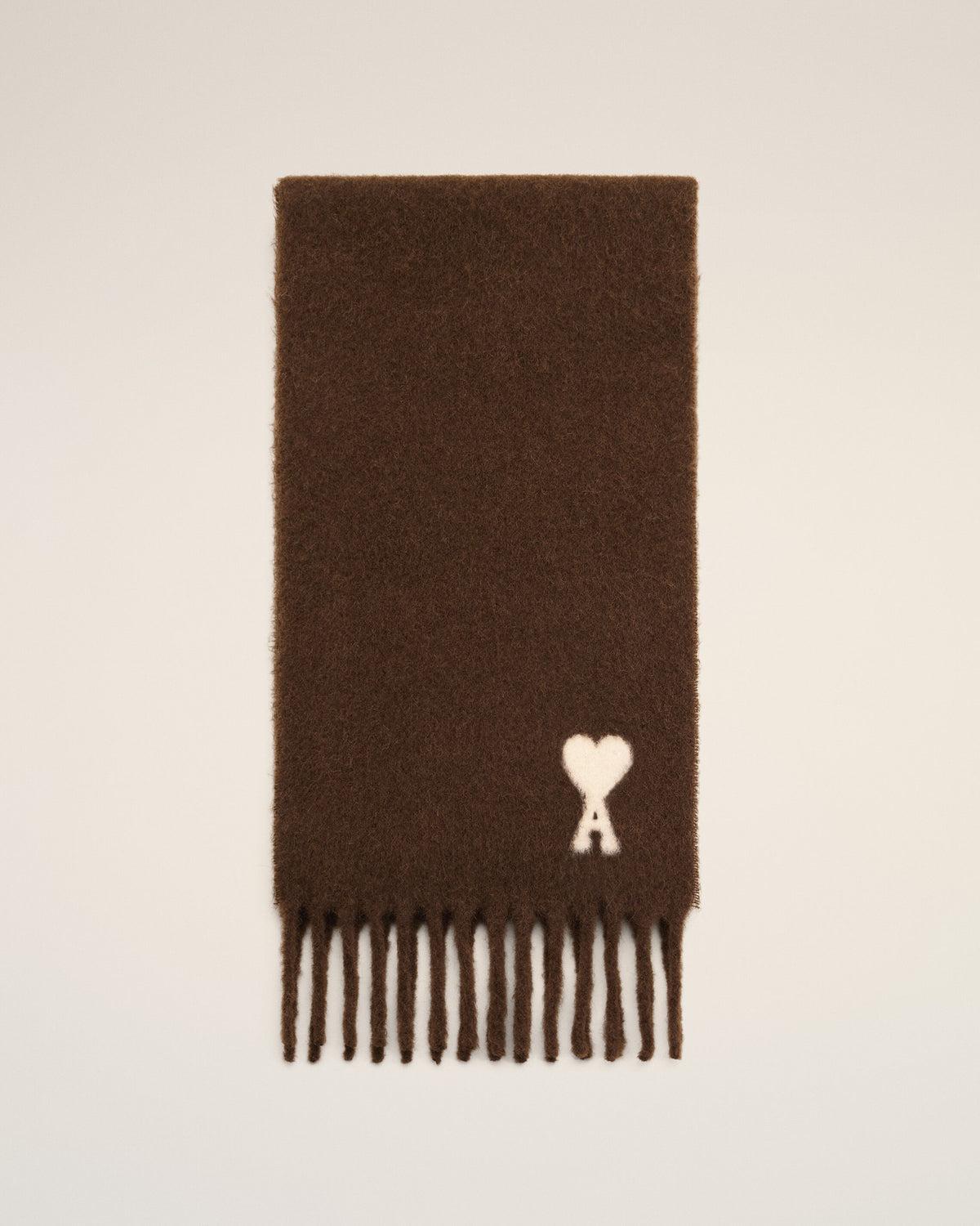 Brown alpaca scarf with Ami de Coeur - 1