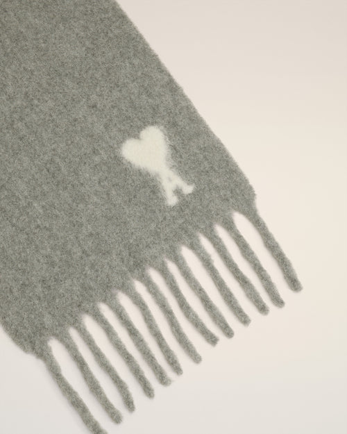 Grey Alpaca  Ami De Coeur Scarf - 3 - Ami Paris