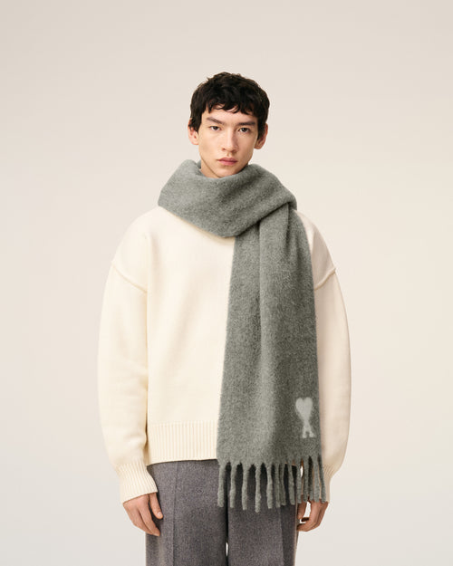 Grey Alpaca  Ami De Coeur Scarf - 2 - Ami Paris