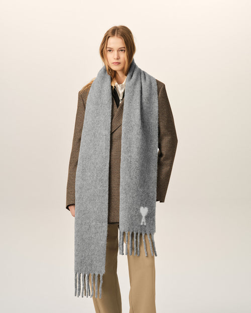 Bufanda Ami de Cœur de alpaca gris - Mujer - 5 - AMI Paris - Ami Paris
