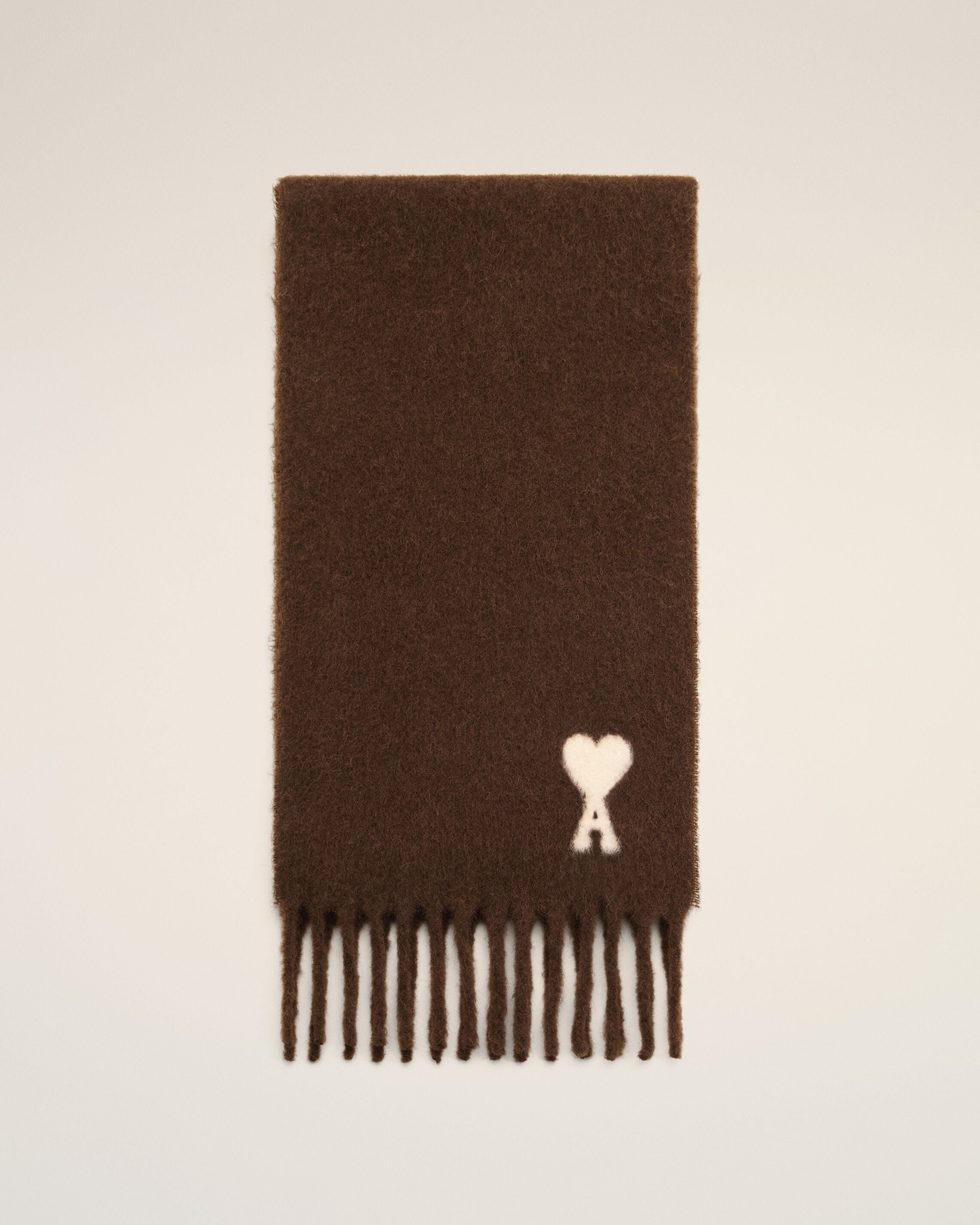 Brown alpaca scarf with Ami de Coeur - 4