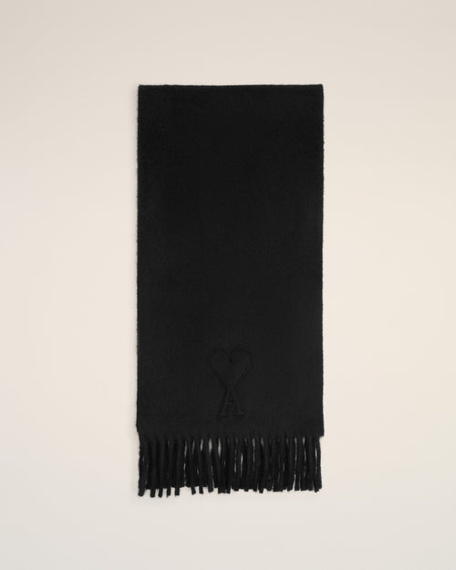                             Black Wool Embossed Ami De Coeur Scarf - 3                         - Ami Paris