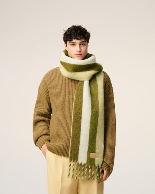 Green Alpaca Striped  Scarf  - 2 - Ami Paris