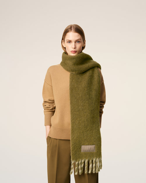                                     Green Alpaca Bicolored Scarf  - 3                                 - Ami Paris