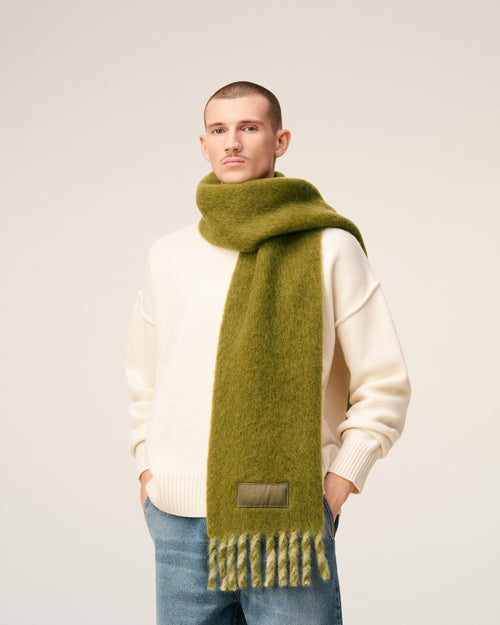 Green Alpaca Bicolored Scarf  - 1 - Ami Paris