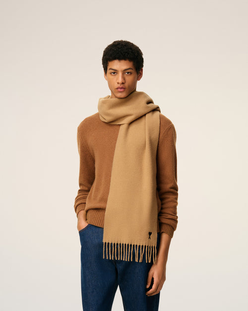 Brown Wool Ami De Coeur Scarf - 2 - Ami Paris