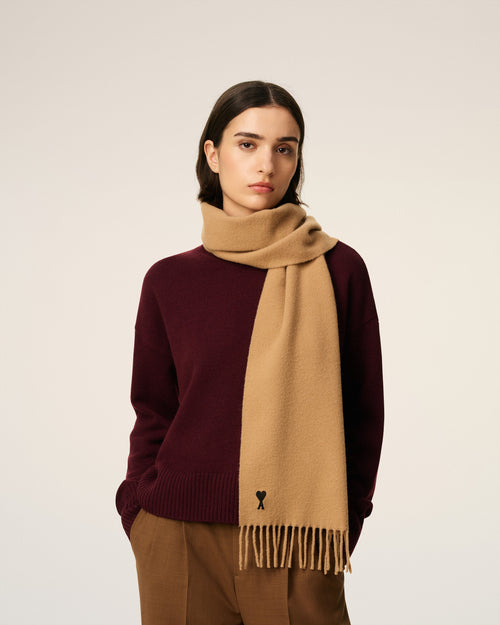 Brown Wool Ami De Coeur Scarf - 4 - Ami Paris