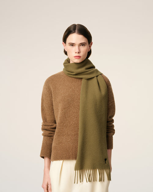 Green Wool  Ami De Coeur Scarf - 4 - Ami Paris