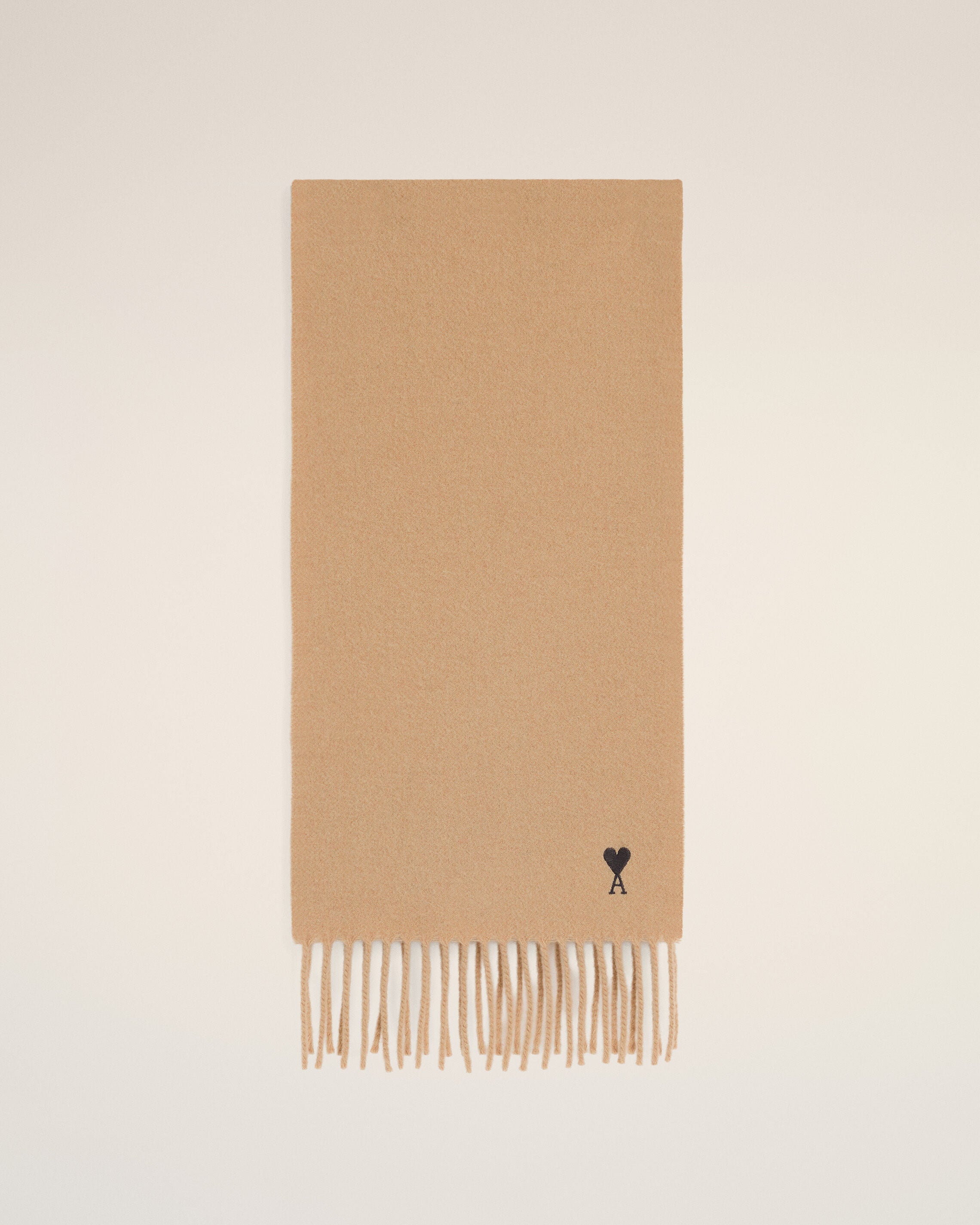 Beige wool scarf with Ami de Coeur - 1