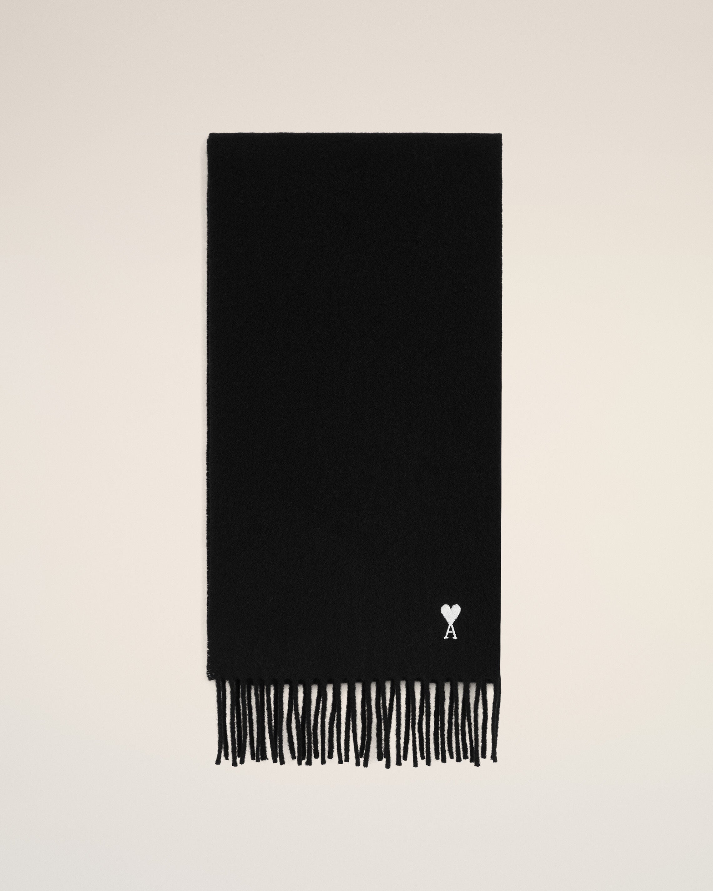 Black wool scarf with Ami de Coeur - 1