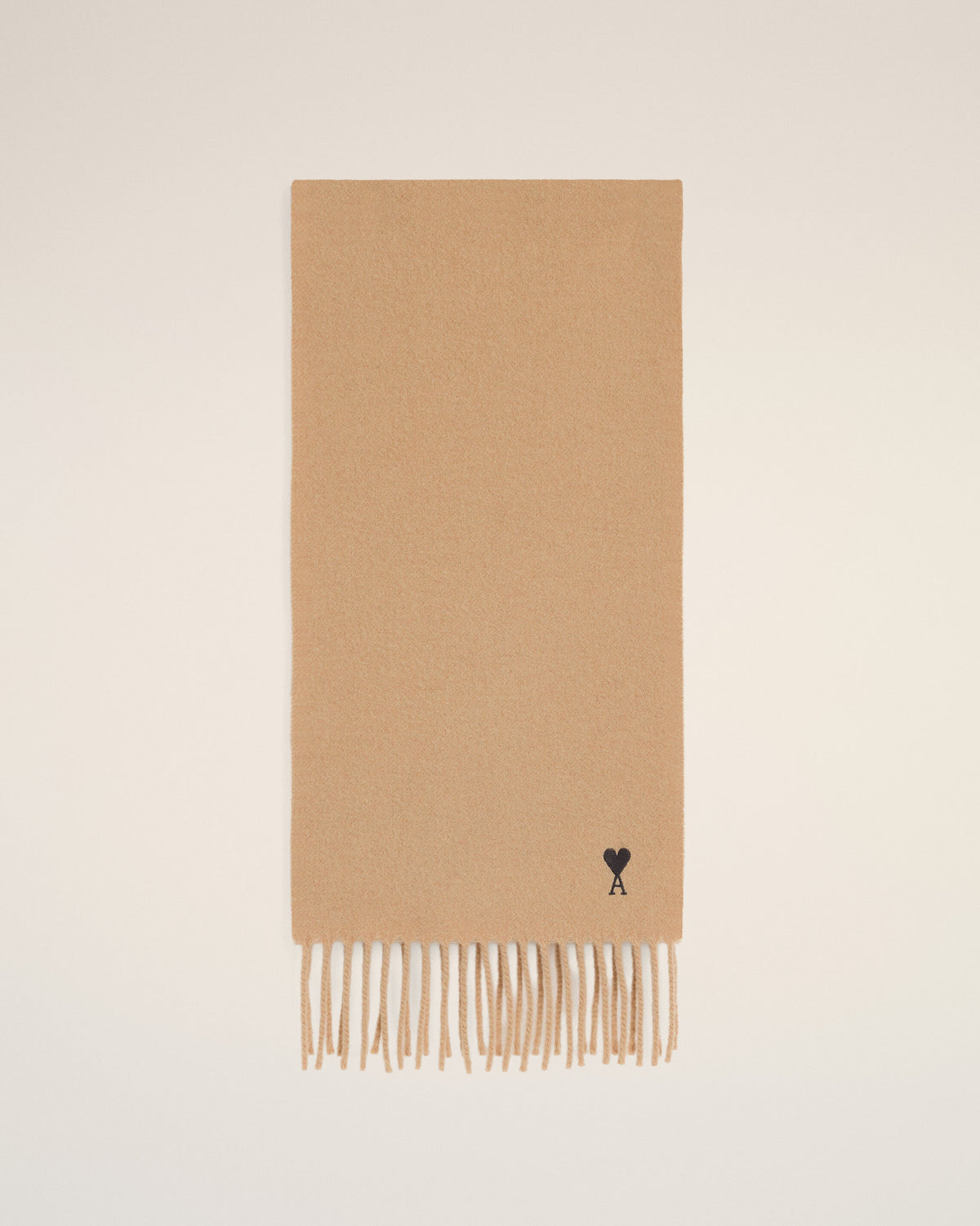 Beige wool scarf with Ami de Coeur - 1
