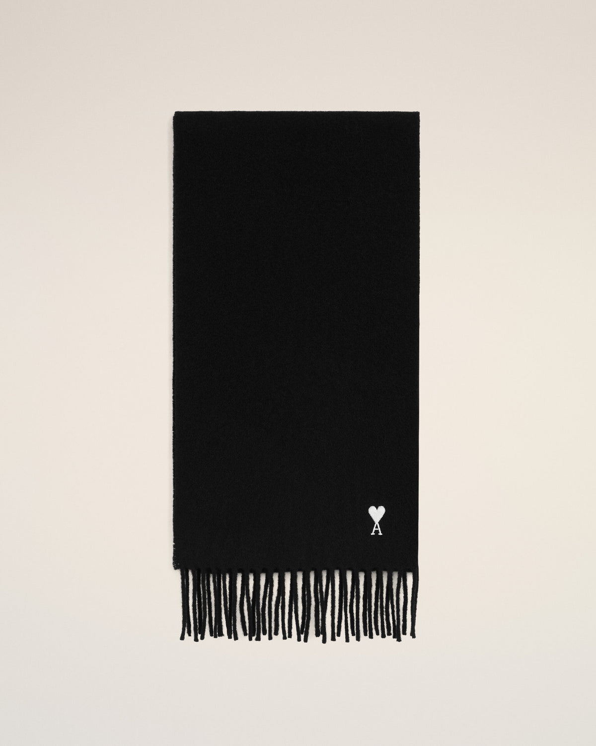 Black wool scarf with Ami de Coeur - 1