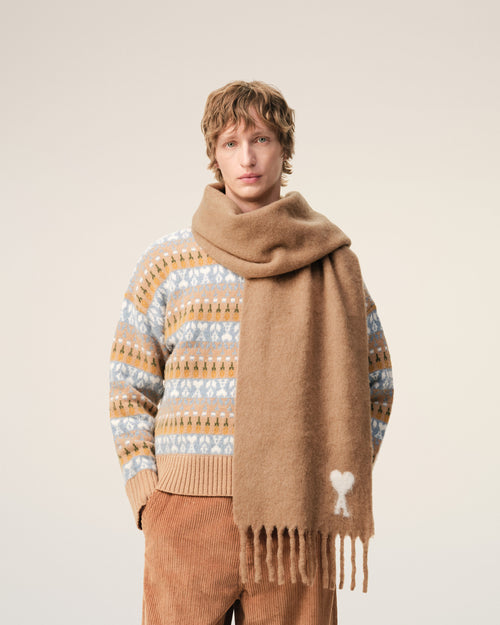 Brown Alpaca Ami De Coeur Scarf - 1 - Ami Paris