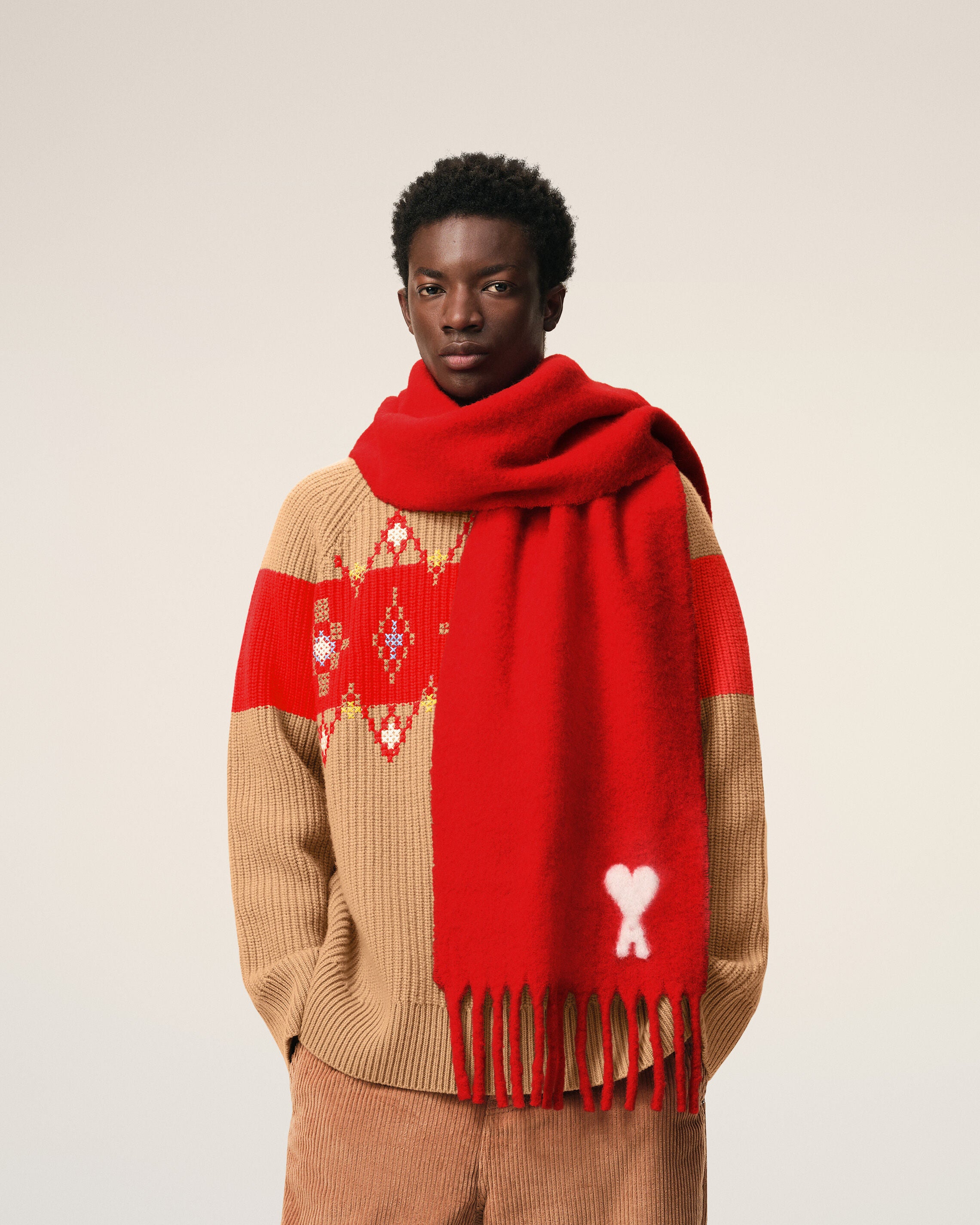 CARMIN RED Red Alpaca Ami De Coeur Scarf | AMI PARIS