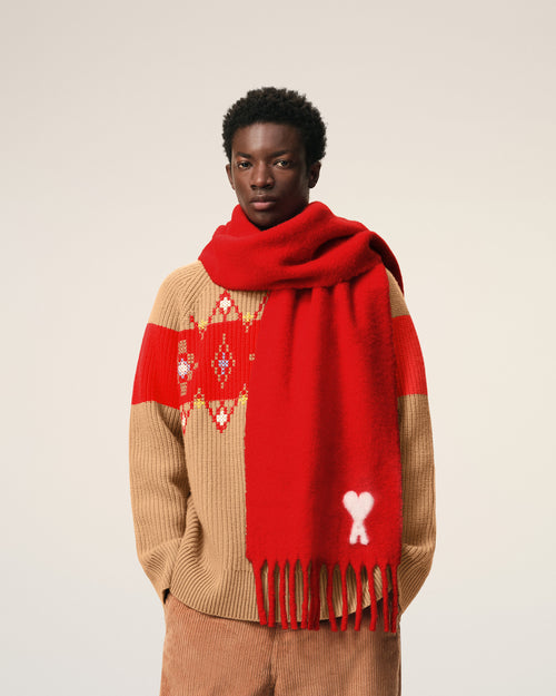 Red Alpaca Ami De Coeur Scarf - 1 - Ami Paris