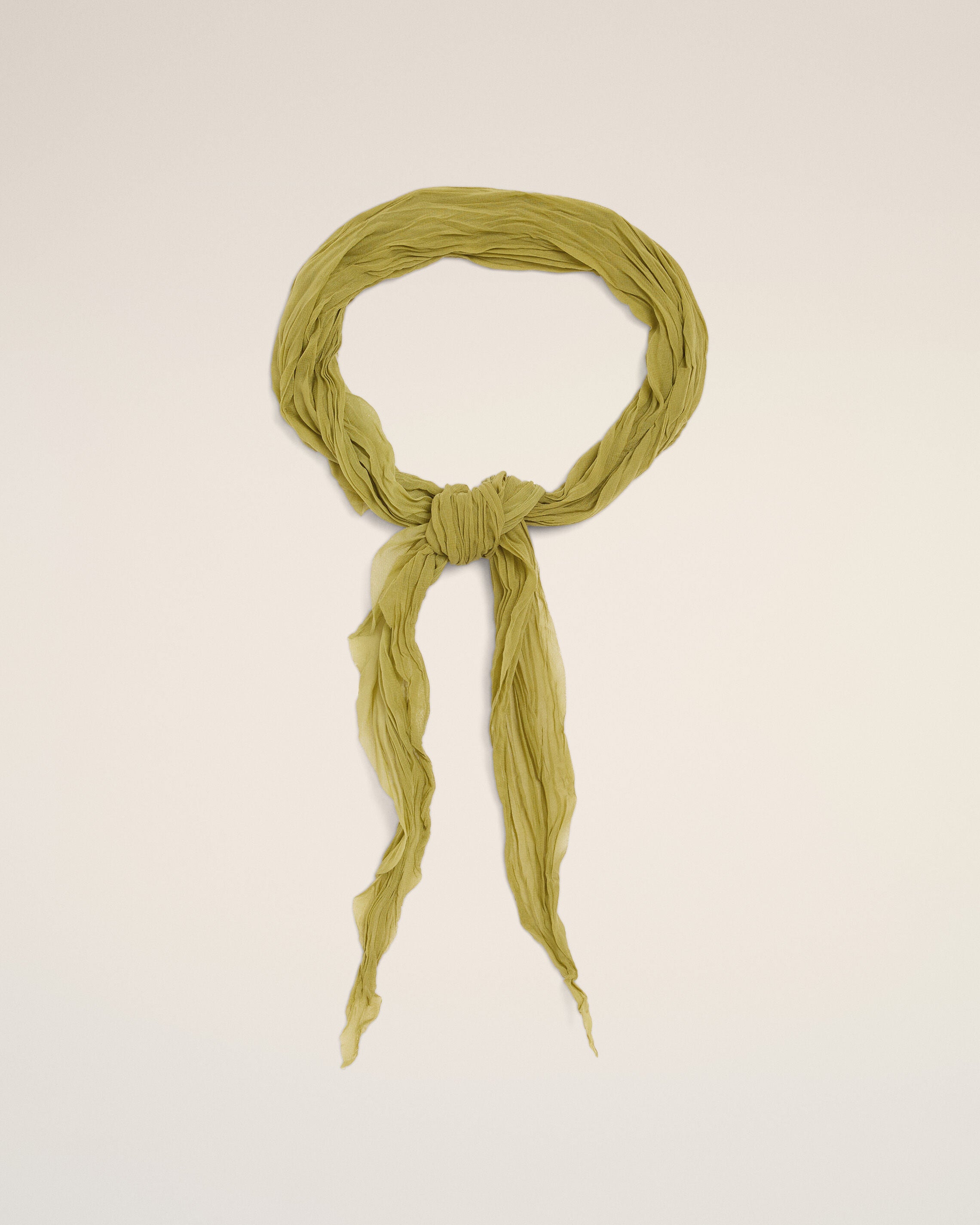 Green Polyester Crumpled Gavroche - 1