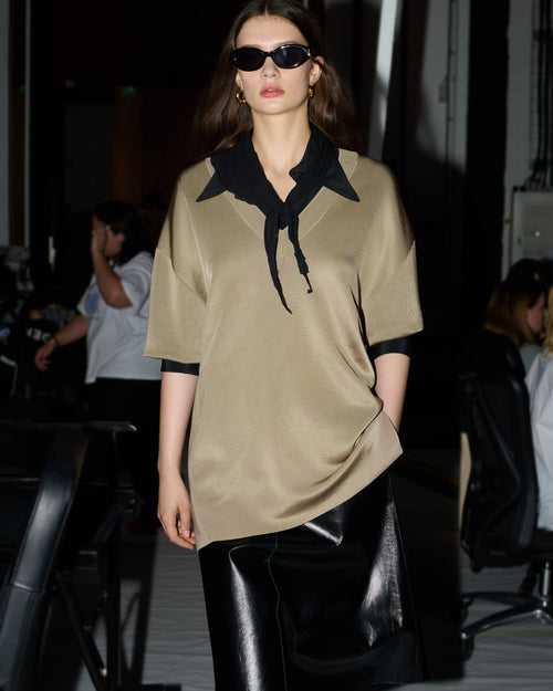 Black Polyester Crumpled Gavroche - 10 - Ami Paris