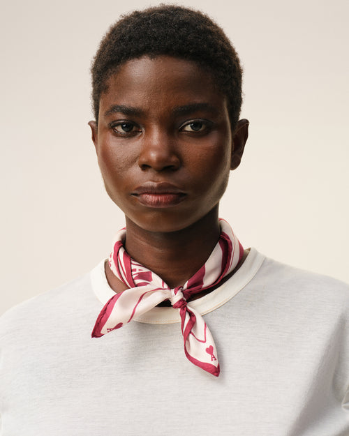                                     Red Silk Place Des Victoires Scarf - 3                                 - Ami Paris