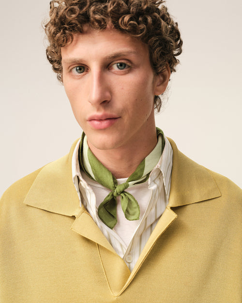 Green Cotton Ami De Coeur Printed Scarf - Man - 2 - AMI Paris - Ami Paris