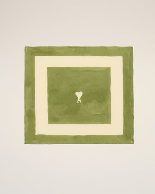 Green Cotton Ami De Coeur Printed Scarf - Man - 1 - AMI Paris - Ami Paris