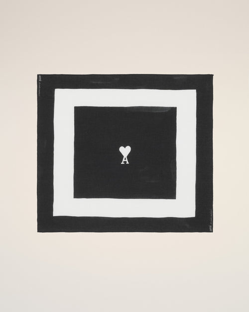 Black Cotton Ami De Coeur Printed Scarf - 3 - Ami Paris