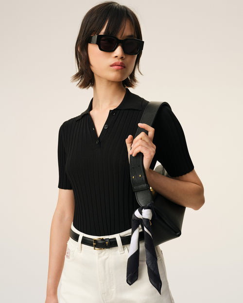                                     Foulard Noir Ami De Coeur Imprimé en Coton - 3                                 - Ami Paris