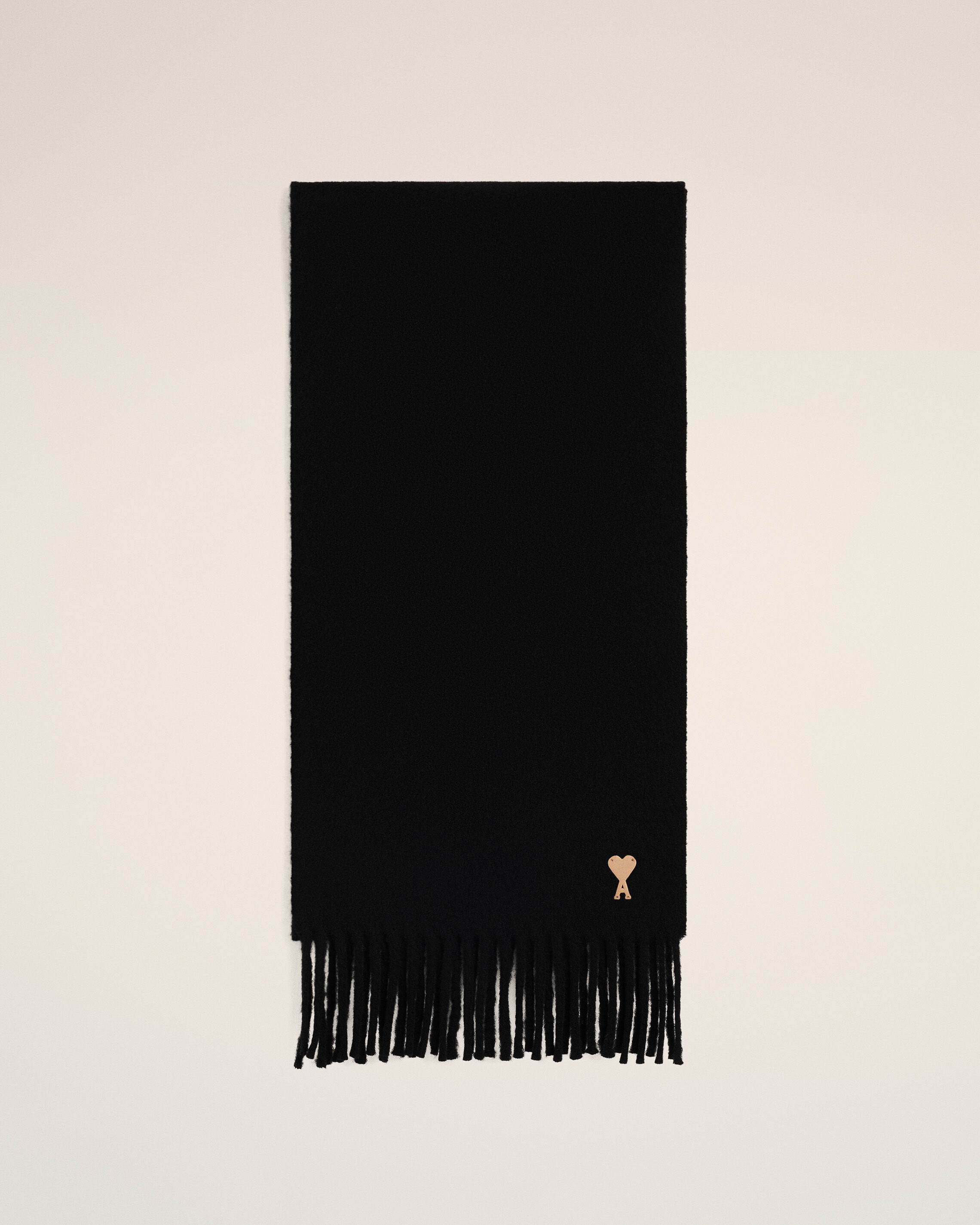 Black wool scarf with Ami de Coeur patch - 1