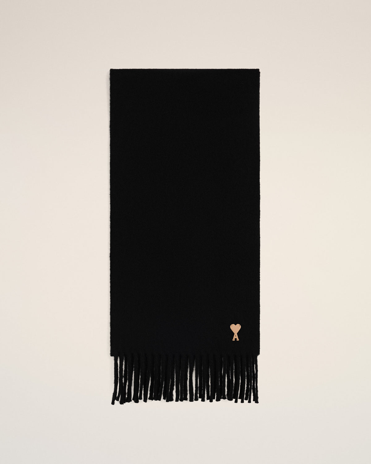 Black wool scarf with Ami de Coeur patch - 4
